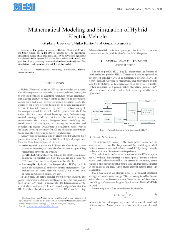 (PDF) Mathematical Modeling and Simulation of Hybrid Electric Vehicle