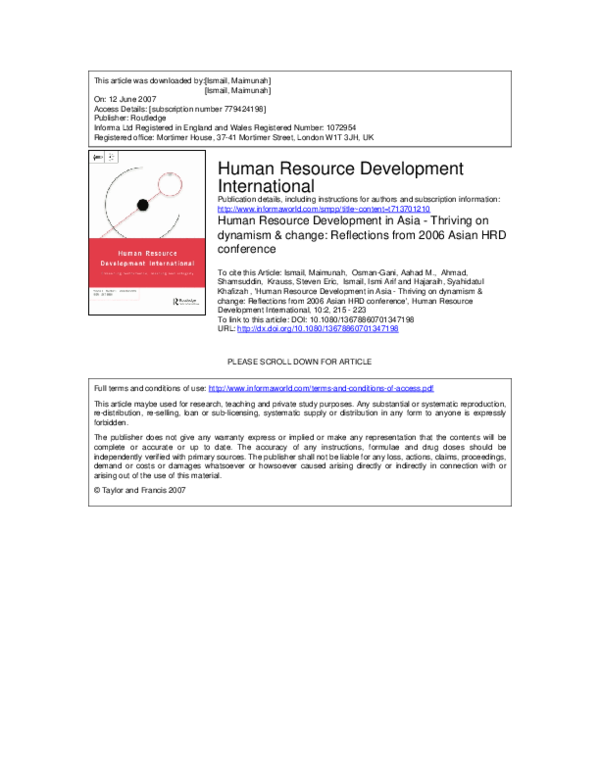 (PDF) Human Resource Development in Asia - Thriving on dynamism ...