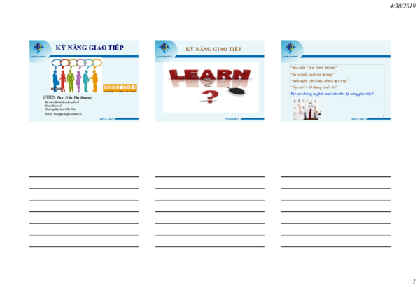First page of “Side bài giảng Kỹ năng giao tiếp”