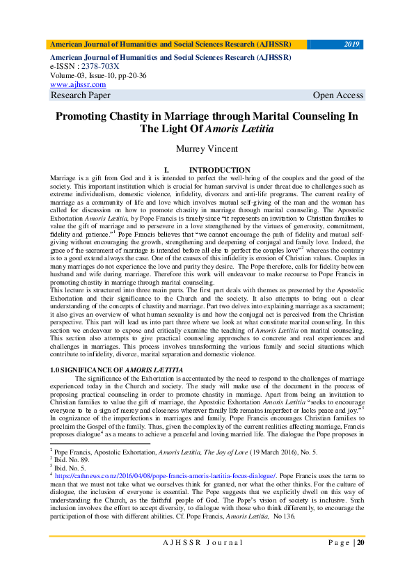 (PDF) Promoting Chastity in Marriage through Marital Counseling In The ...