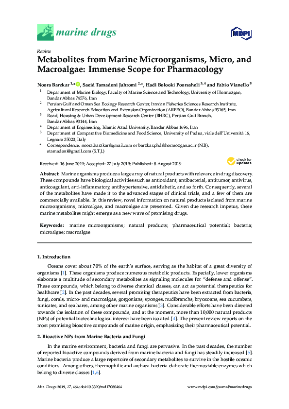 (PDF) marine drugs Metabolites from Marine Microorganisms, Micro, and ...
