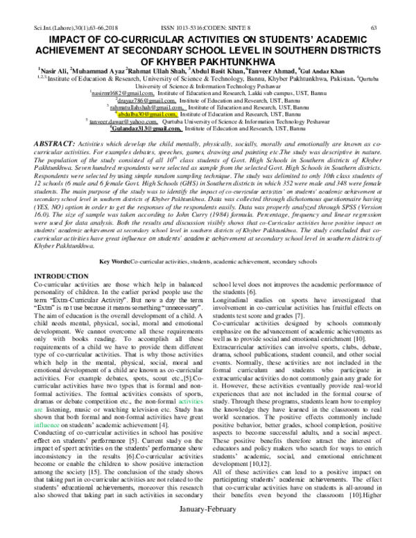 (PDF) IMPACT OF CO-CURRICULAR ACTIVITIES ON STUDENTS' ACADEMIC ...