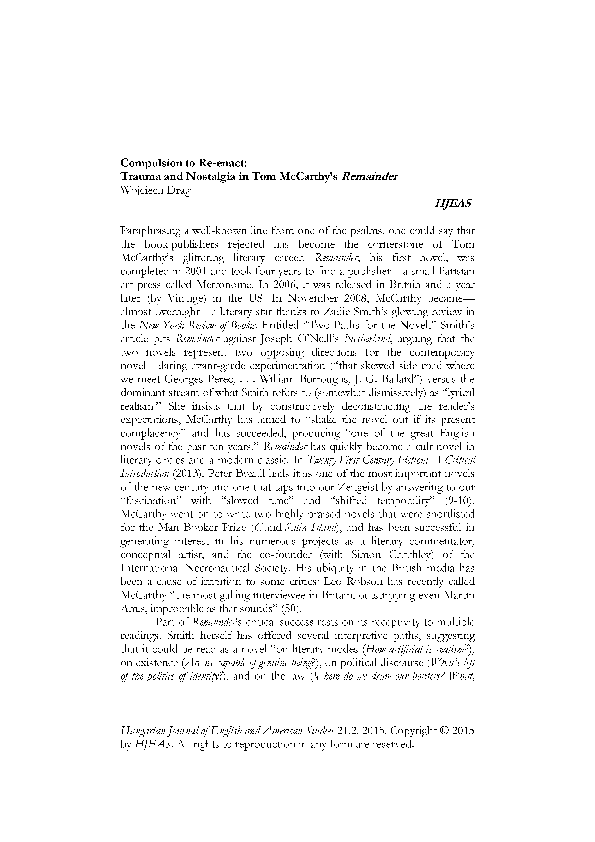 Tom mccarthy critical essays 08 image