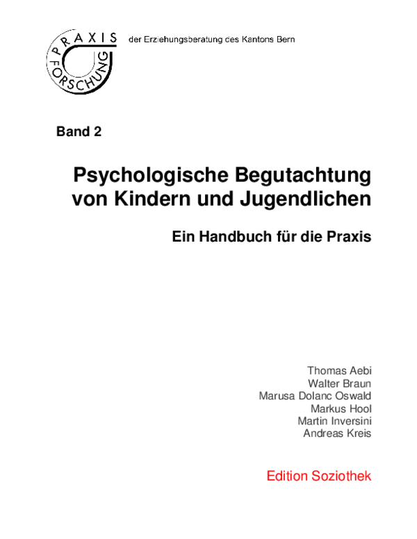 (PDF) Band 2 Psychologische Begutachtung von Kindern und Jugendlichen