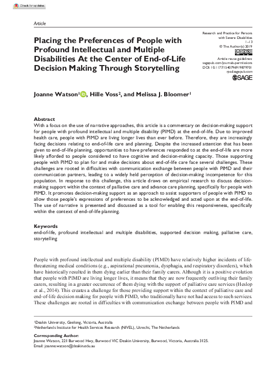 (PDF) Placing the Preferences of People with Profound Intellectual and ...