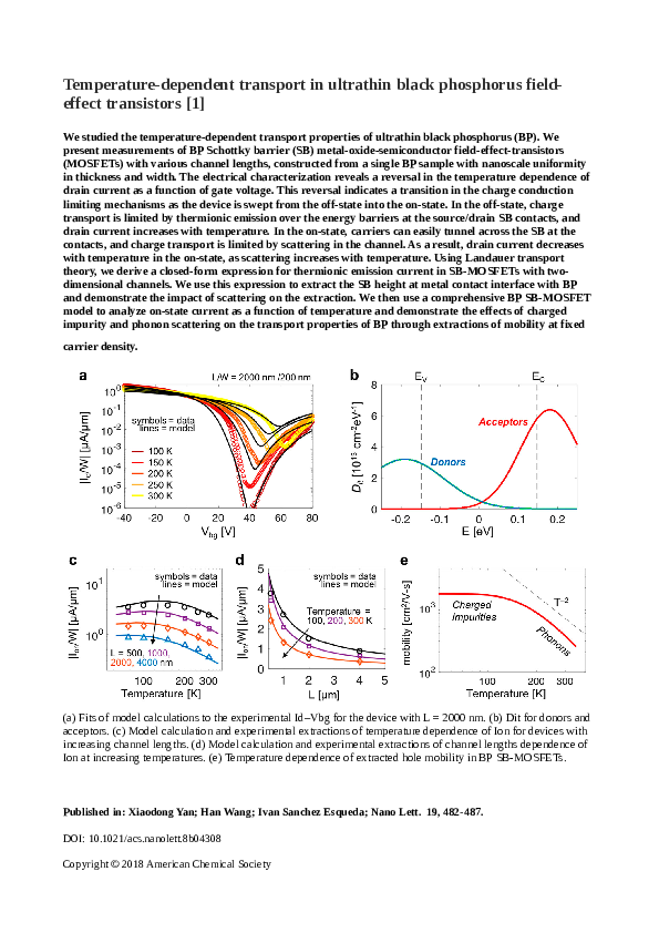 (PDF) Temperaturedependent transport in ultrathin black phosphorus