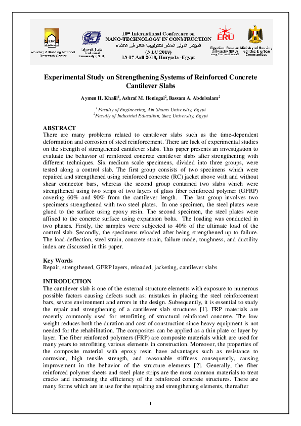 (PDF) Experimental Study on Strengthening Systems of Reinforced ...