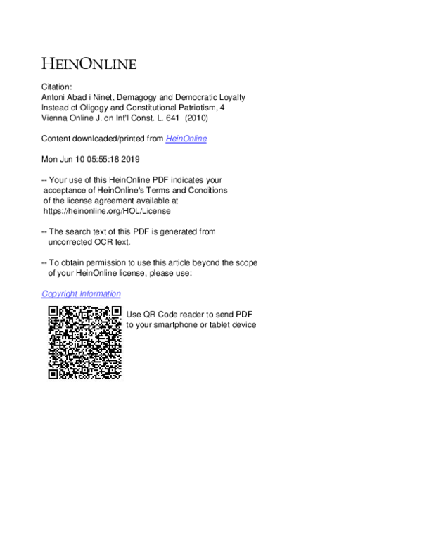 (PDF) Demagogy and Democratic Loyalty instead of Oligogy and ...