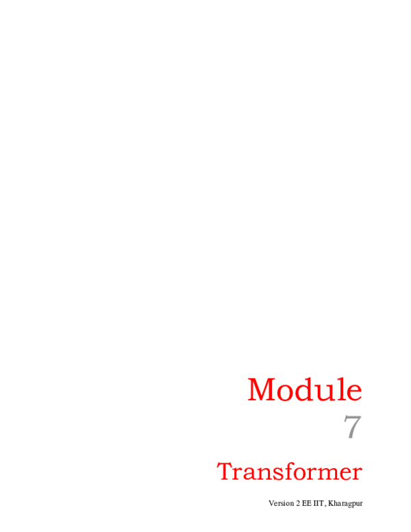 (PDF) Module 7 Transformer