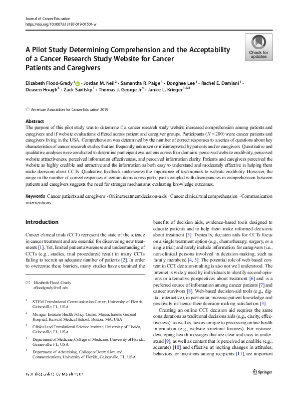 (PDF) A Pilot Study Determining Comprehension and the Acceptability of ...