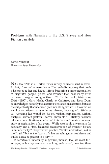 (PDF) Problems with Narrative in the U.S. Survey and How Fiction can Help