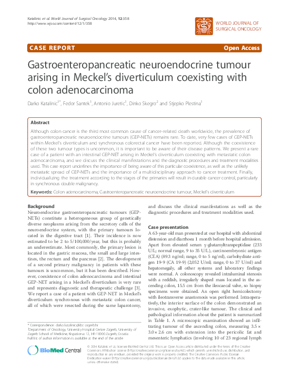 (PDF) GEP-NET in Meckel's Diverticulum with Colorectal Cancer