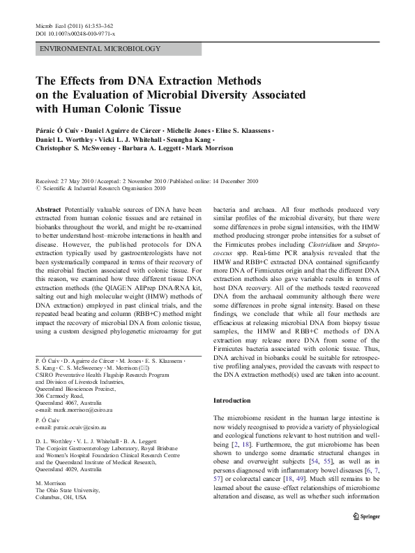 (PDF) The Effects from DNA Extraction Methods on the Evaluation of ...