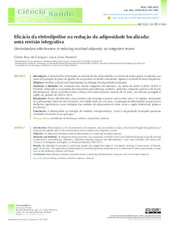 (PDF) Eficácia da eletrolipólise na redução da adiposidade localizada ...