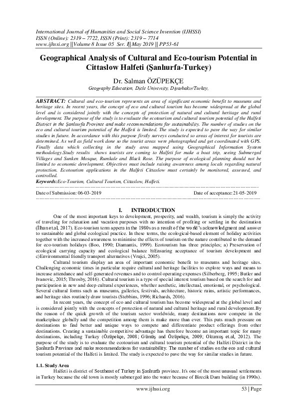 (PDF) Geographical Analysis of Cultural and Ecotourism Potential in