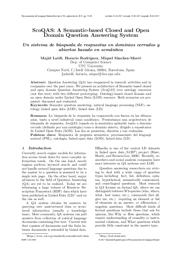 (PDF) ScoQAS: A Semantic-based Closed and Open Domain Question ...