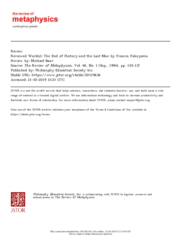  pdf review of the end of history and the last man by francis fukuyama