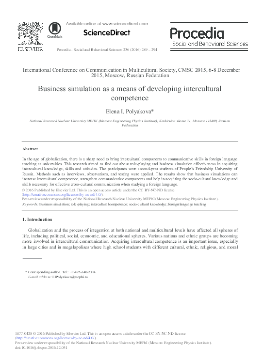 (PDF) ScienceDirect Business simulation as a means of developing