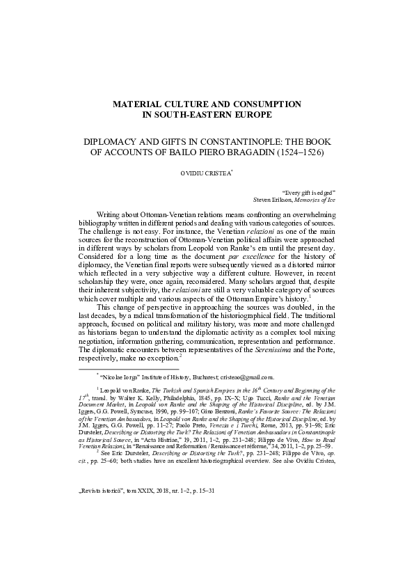 Diplomacy and Gifts in Constantinople