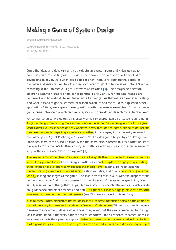(PDF) Making a Game of System Design