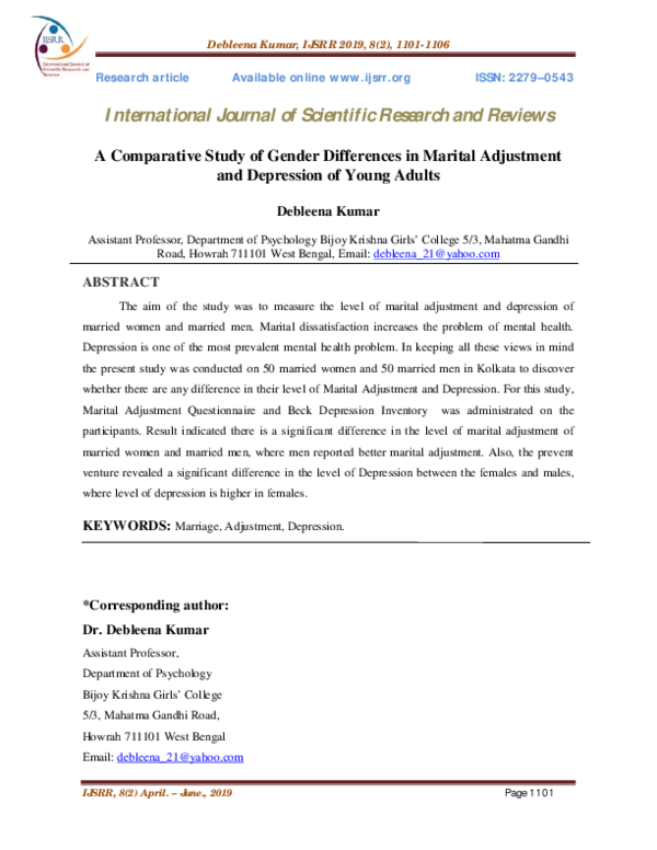 (PDF) A Comparative Study of Gender Differences in Marital Adjustment ...