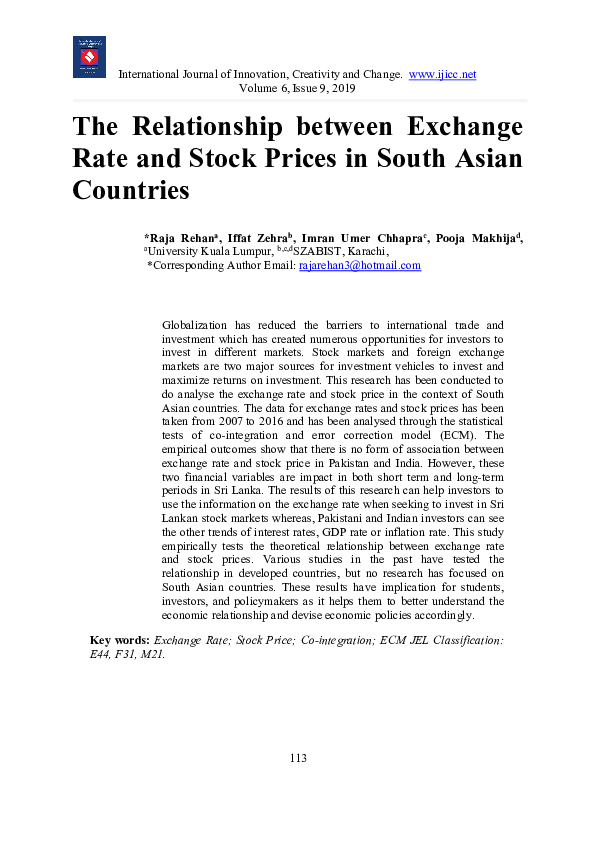 (PDF) The Relationship between Exchange Rate and Stock Prices in South ...