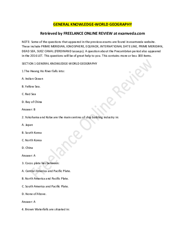 (DOC) GENERAL KNOWLEDGE WORLD GEOGRAPHY Jaylah Hallei Rivera