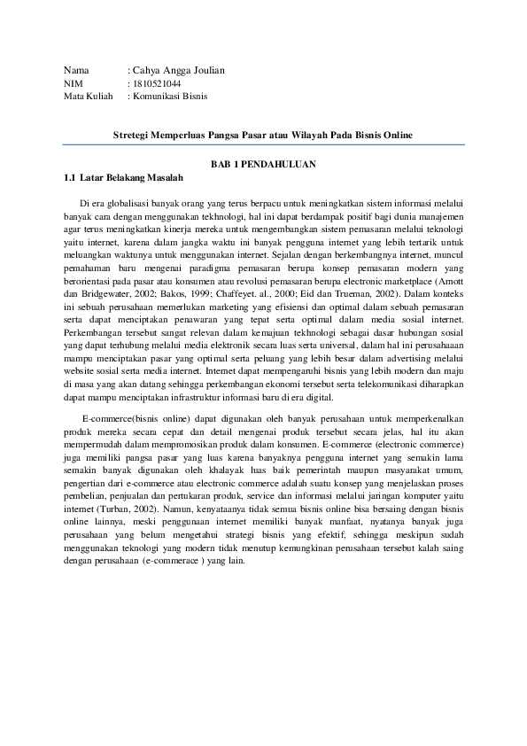 Doc Komunikasi Bisnis Makalah Bisnis Online Angga Jul Academia Edu
