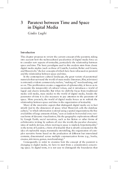 (PDF) Paratext between Time and Space in Digital Media