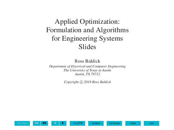 (PDF) Applied Optimization: Formulation and Algorithms for Engineering ...