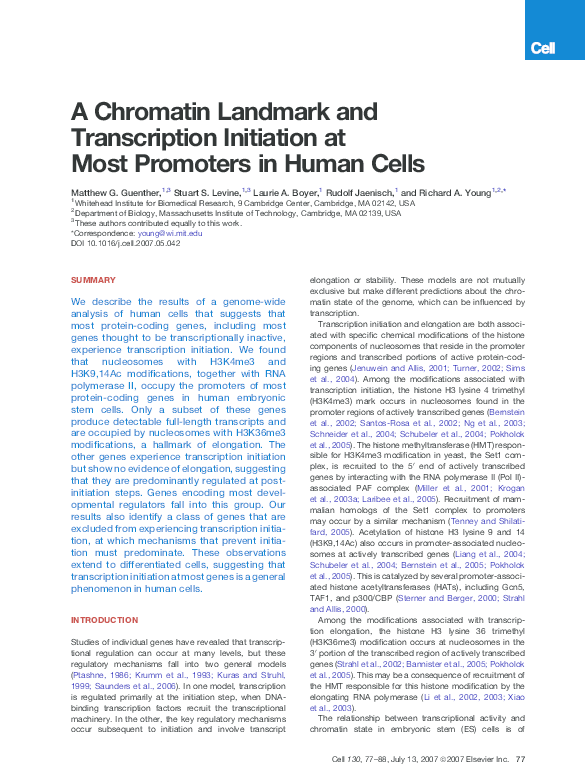 (PDF) A chromatin landmark and transcription initiation at most ...