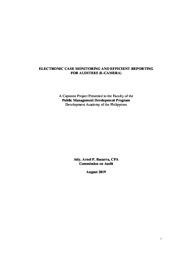 (PDF) ELECTRONIC CASE MONITORING AND EFFICIENT REPORTING FOR AUDITEES ...