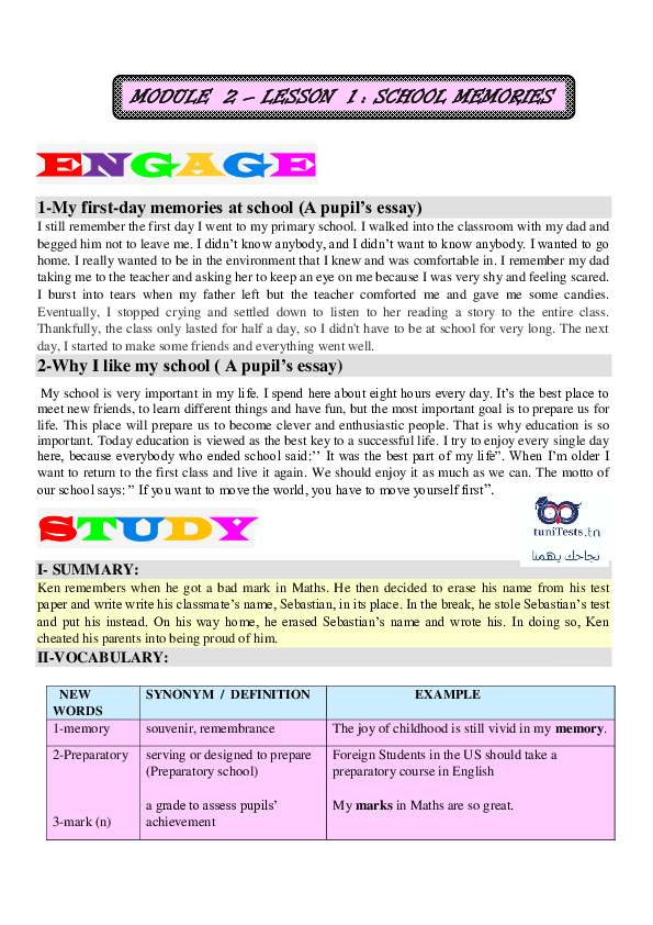 (PDF) Cours 9eme annee de base anglais module 2 education Adel Chebbi