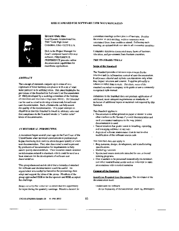 (PDF) IEEE Standard for Software User Documentation
