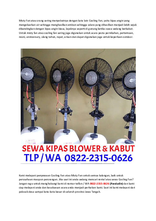 Sewa Cooling Fan RENTAL ATAU SEWA KIPAS ANGIN AIR / MISTY FAN MURAH