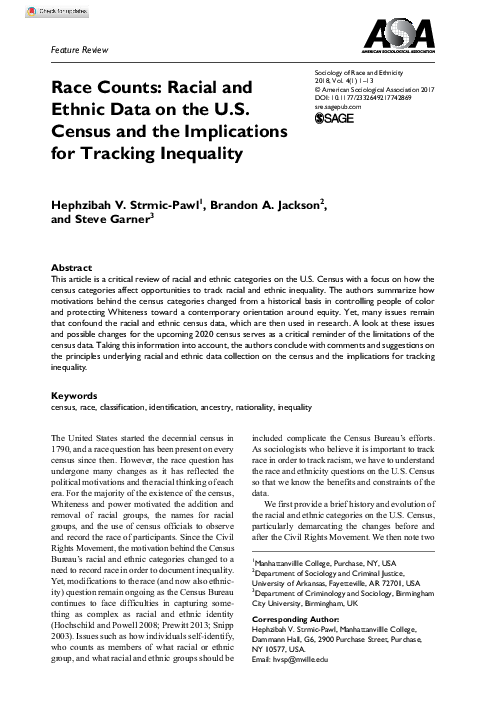 (PDF) Race Counts: Racial and Ethnic Data on the U.S. Census and the ...