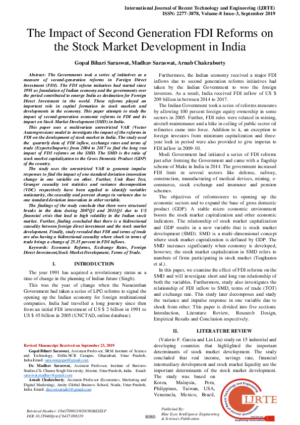 (PDF) The Impact of Second Generation FDI Reforms on the Stock Market ...