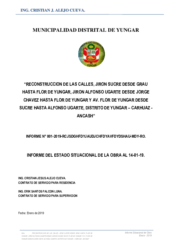  DOC INFORME N 001 RO Estado Situacional De Obra Cristian Alejo 