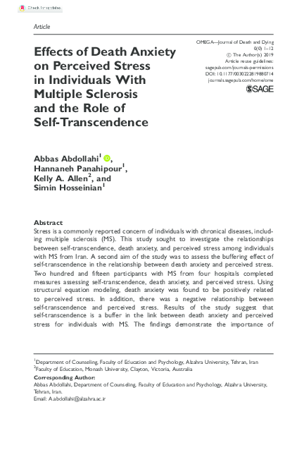 (PDF) Effects of Death Anxiety on Perceived Stress in Individuals With ...