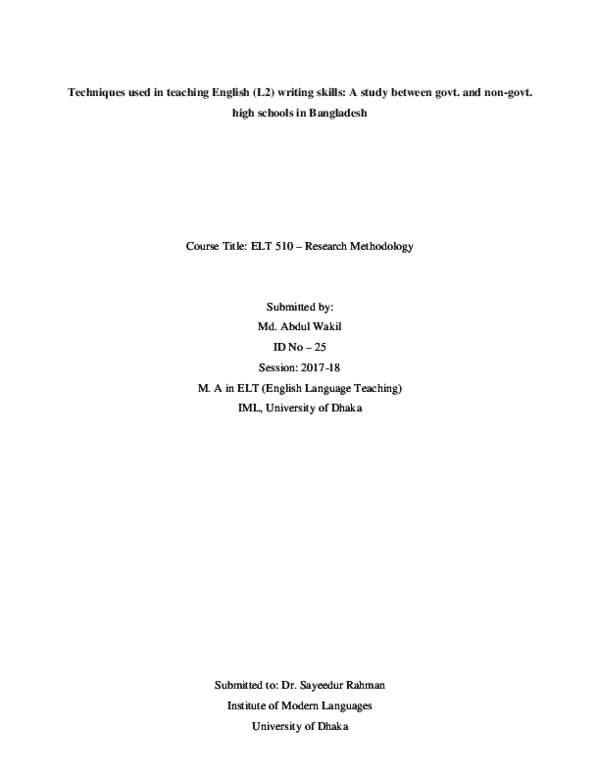 (PDF) Techniques used in teaching English (L2) writing skills: A study ...