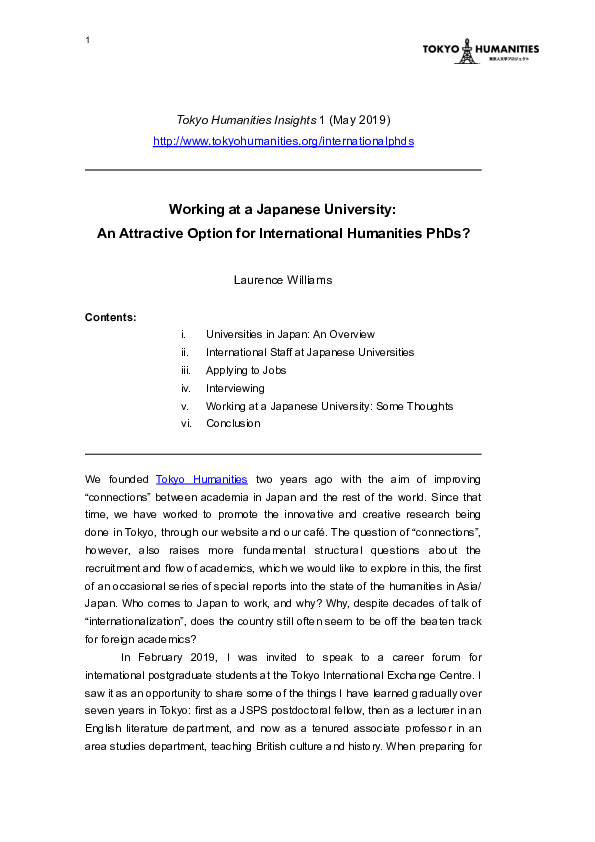 (PDF) Working at a Japanese University: An Attractive Option for ...