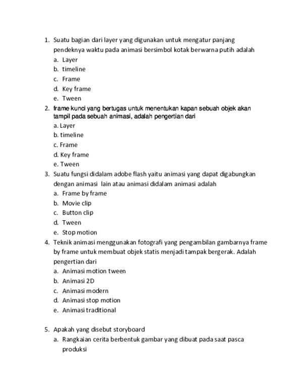 (DOC) Soal animasi dasar
