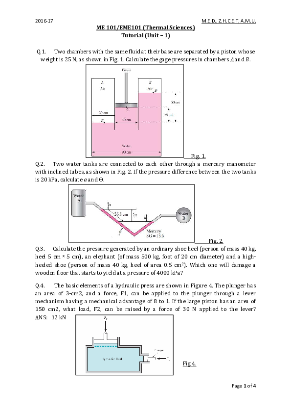 (PDF) Manometer Question Mohammad Azam Academia.edu