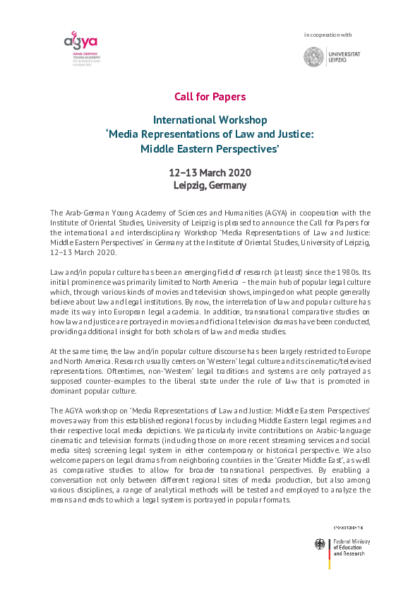 (PDF) Call for Papers Workshop “Media Representations of Law and ...