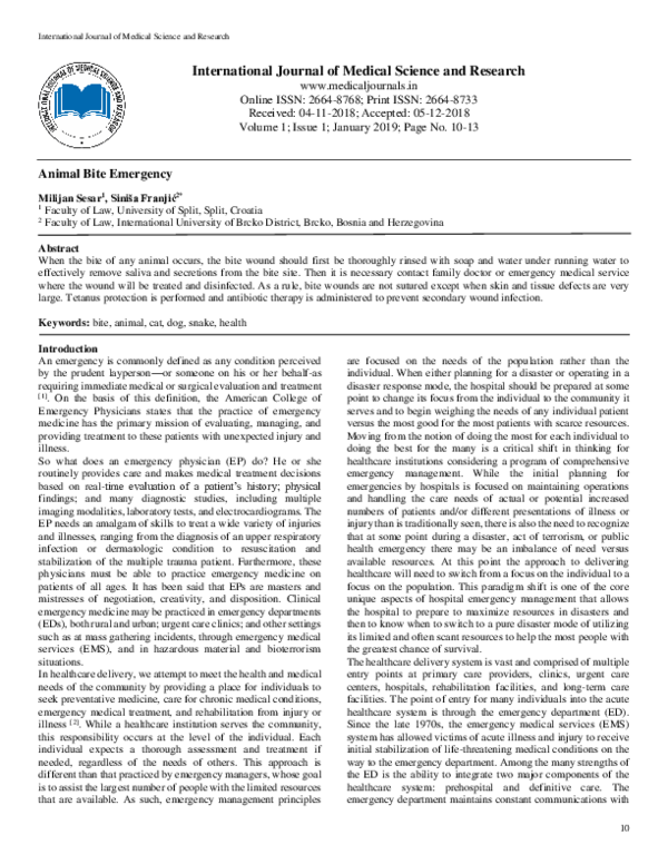 Pdf Animal Bite Emergency