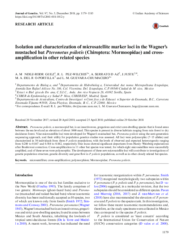 (PDF) Isolation and characterization of microsatellite marker loci in ...