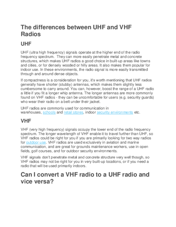 (DOC) The differences between UHF and VHF Radios UHF Ni Ni Academia.edu