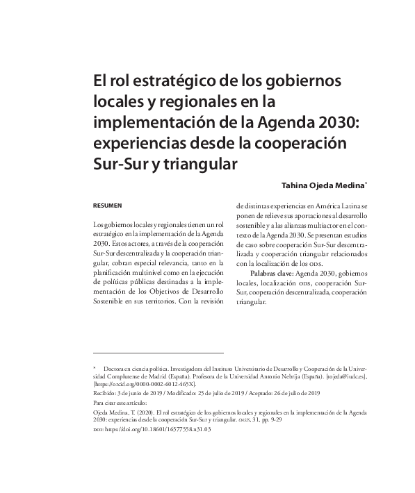 (PDF) El rol estratégico de los gobiernos locales y regionales en la ...