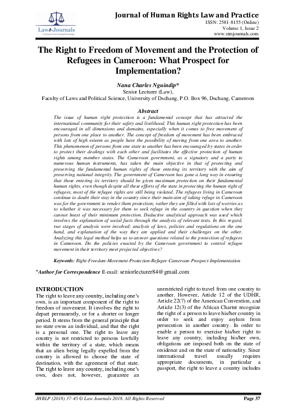 (PDF) Journal of Human Rights Law and Practice The Right to Freedom of ...