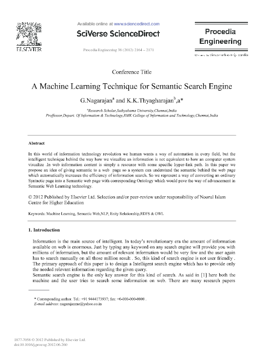 (PDF) A Machine Learning Technique for Semantic Search Engine
